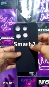 Promo Paket Murah 4in1 Case Infinix Smart 7 Camera Softcase Slim Black Matte Case Liquit + Tg Anti Gores Ceramic Matte Anti Spy + Skin Camera + Garskin Carbon 3D