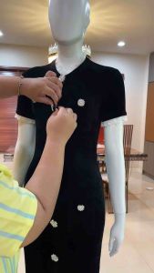 MG215-1025 : เดรสสีดำยาว Black Chenille Knit Dress