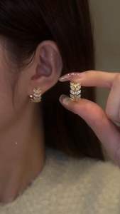 A73 COD (Beli 2 dapat bonus) Anting daun bulat simple titanium Perhiasan Earrings