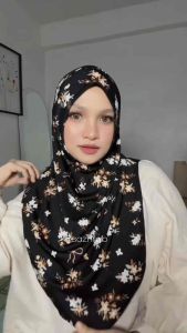 SAZ So-Kindly Coquette Ribbon Floral Ribbed Instant Hijab