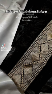 Modern Filipiniana Bolero Top Coat Blazer with Embroidery Ethnic Design Black attire for women formal