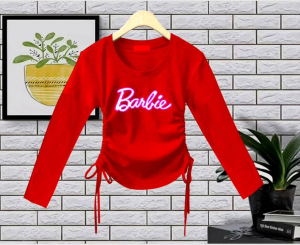 croptee long sleeves barbie model korean kekinian serutan 2 sisi
