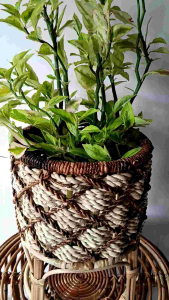 smallest rattan size single planter customized Basket Height - 7" diameter - 9" total height - 13"