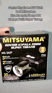 Senter Kepala Led 50 WATT Bisa ZOOM IN ZOOM OUT Super Terang Mitsuyama MS-242P Cahaya PUTIH