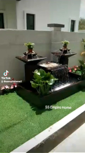 S2 Brown 6x3 Feng Shui Water Pond Fountain Kolam Air Sandstone Garden Water Feature Balinese 风水流水喷泉瀑布池 Fish Waterfall