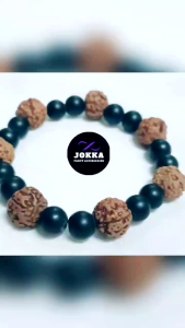 Black ebony wood/ Karungali Bracelet with Rudraksha and Sphatik