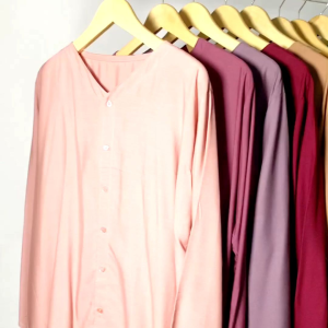 Satu Set Piyama Jumbo Wanita Lengan Panjang V Neck