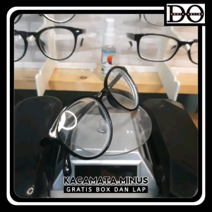 Kacamata Bulat Minus Photocromic Model Korea Frame full Plastik Warna Pilihan L13.5cm T4.8cm - 1907