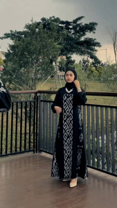 BAJU TENUN COUPLE DRESS SESHA HITAM - BAJU COUPLE LEBARAN - BAJU KONDANGAN - GAMIS JUMBO