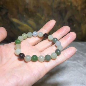 Premium 9.8mm Nephrite multicolor Jade bracelet (with certificate)
