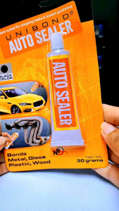 Lem Auto Sealer Hitam Unibond 30 Gram Lem Material Waterproof Anti Air Cuaca Panas Lem Perekat Besi Logam Kayu Kaca Keramik Plastik Fiber Bangunan Karet Lem Auto Sealer Water Proof Berat Isi 30 Gram UNIBOND