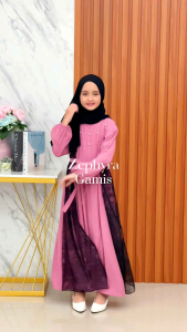 GAMIS ANAK PESTA 5-10 TAHUN CANTIK NYAMAN UNTUK SEGALA ACARA UNGU PINK DUSTY ROSE ZEPHYRA