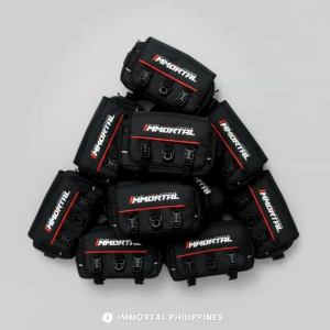 Black Immortal Belt Bag Version 4 with red accents multiple compartments adjustable straps durable material best selling crossbody bag for men.