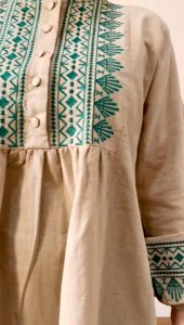 ●ECLAIRE● 063 Dress Midi Rami Lengan 7per8 Embroidered Embroidery Bordir Kasual Casual Muslim Mode Tribal Etnik iizm