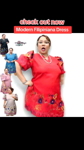 Mommy Kikay’s Collection Plus Size Modern Filipiniana Midi Dress IMELDA | Adjustable A-Line Bodycon Fit | V-Neck Heritage Style Dress for Formal & Themed Events (Fits from Large to semi 3XL)
