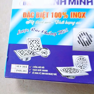 Bộ Phễu Thoát Sàn / Lược Rác (14cmx14cm) Chống Hôi Thương Hiệu Bình Minh (Đặc Biệt 100% Inox).