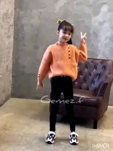 (3-14 tahun) F2-138 Celana panjang anak perempuan semi jeans pinggang tinggi