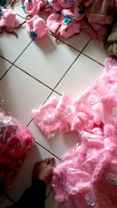 kupluk kepang pompom pita anak perempuan murah
