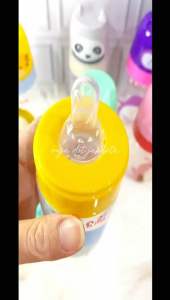 Kinawa botol susu lucu 125ml atau 250ml dengan bahan bpa anti panas dot bulat