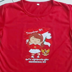 Kaos Anak Perempuan Motif 17 Agustus Kemerdekaan Indonesia Atasan Baju Merah Putih Lengan Pendek