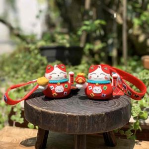 Móc khoá/Móc treo túi xách chủ đạo đỏ vàng cam Mèo thần tài/Ngựa may mắn