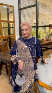 BISA COD SETELAN DRESS WAJIK PULAU NAVY