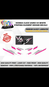 HONDA CLICK VARIO V2 WHITE STRIPING ELEGENT DESIGN DECALS (WATERPROOF LAMINATED FADE PROOF)