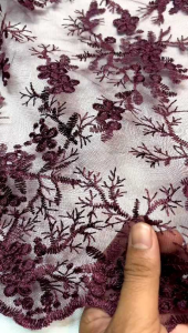 Tulle bordir/bahan kebaya tulle bordir akar/desain baru/kain meteran