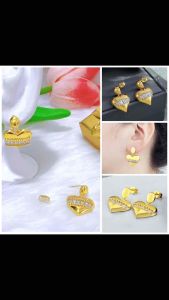 ZIHANG JEWELRY 24K Titanium gold plated Chunky and glossy hoop studs earrings for women