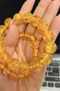 Vòng tay Hổ Phách Kim Vàng 8 10 12 14li tự nhiên ánh chiếu vàng đẹp