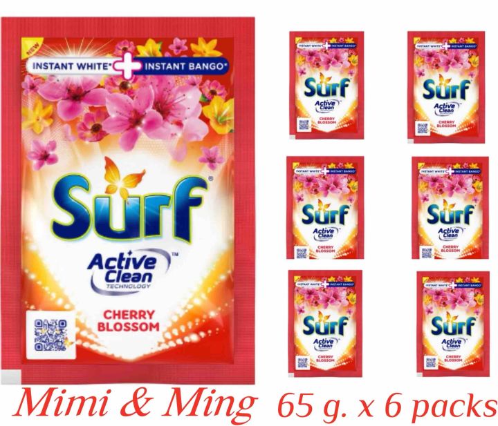 Surf Powder Cherry Blossom. Sold by 6's. ( 65g. x 6 sachets )