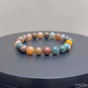 CW Manila - Mantra Wristband - 8mm Fancy Jasper Stone - Semi-precious Stretch Bracelets Protection Good Luck Prosperity