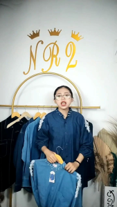 Atasan wanita oversize NR2collection denim soft premium motif brukat