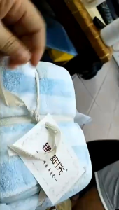 2in1 Large Stripes Coral Fleece Soft Face Bath Shower Towel Set Bundle Cloth [2pcs/1 Bath Towel & 1 Face Towel]