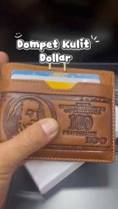 Dompet kulit basah kartu cabut ukuran besar/standar motif dollar 8008