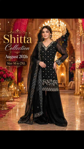 [PRE-ORDER] NEW ARRIVALS EMBROIDERED BLACK BOLLYWOOD PALAZO SUIT SIZE M TO 2XL ( DELIVERY 10 WORKING DAYS) ETA: 2026-12-30 | BLACK BOLLYWOOD WEDDING SUIT | INDIAN PUNJABI SALWAR KAMEEZ PARTY WEAR M-2XL | GRAND BLACK EMBROIDERED PUNJABI SUIT