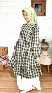 ATASAN TUNIK ANAK MULAI LD 88 92 96 PEREMPUAN REMAJA SYAMILA BY CUTETRIK MOTIF KOTAK HIJAU SIMPEL CASUAL CANTIK BAJU MUSLIMAH