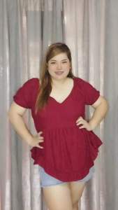 (3XL TO 5XL) PEPLUM BLOUSE PLUS SIZE BIG SIZE ONE SIZE ONLY WOMENSWEAR BARK CREPE FABRIC