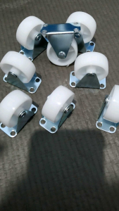 Roda Nylon Putih 15" Mati - Roda Kastor Mati 15 inch - Roda Rak Etalase - Roda Kastor Troli