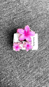 ★virall Clova Set Jepit  satuan Plumeria Bunga Kamboja Warna Soft  Korea Style Jepit Rambut Bunga Bali Kamboja Motif Marble ukuran 4 cm dan 6 cm ★