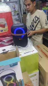 V2S Partybox 100 Rechargeable KTV Mini Speaker with Dual Microphone Changing Voice Sound and RGB LED Light