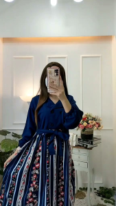 DRESS TUNIK VOXY KOTAK 4 KANCING AKTIF ADA TALI KANAN KIRI LENGAN KERUT