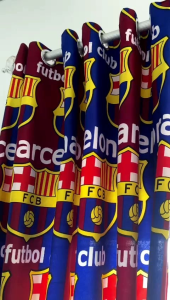 Tirai jendela dan pintu kamar terbaru gorden minimalis panjang 2 meter murah motif club bola barcelona chelsea madrid cantik elegan mewah