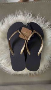 HIGH WEDGE SANDAL BLACK Metallic Strap 2.5 inches heel/6cm heel