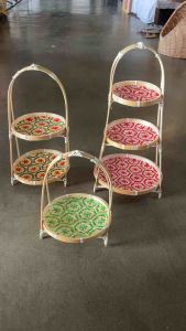 ชั้น กระด้งสี งานยกดอกพิกุล พับเก็บได้ มัดขอบหวาย