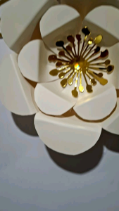 12pcs Giant Glittered Paper Flower Wall Backdrop Decorations - Brown Beige Gold White - Festive Home Decor - Seasonal Accessories