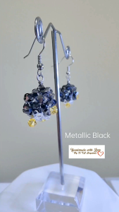 [D.T.C Crystals] Handmade Swarovski Penguins Earrings - Metallic Black