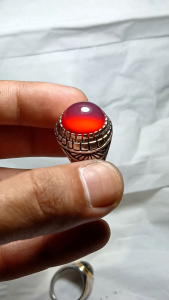 Cincin batu akik red nukleus super cristal