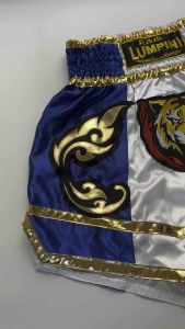 Ram Lumpini Satin Muay Thai Fight Shorts Blue White Red Tiger XXL