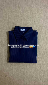 Luna Stripe Kemeja Fitted - Kemeja Wanita Fitted Atasan Wanita Stripe Salur Basic Casual